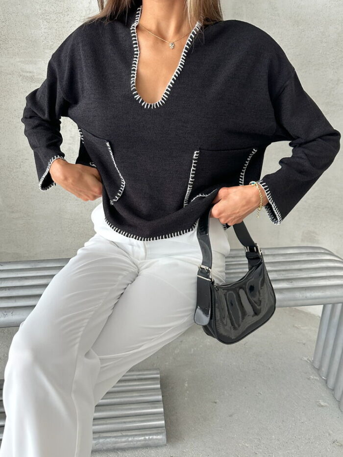Shepherd Stitched Knit Blouse - Producer: Topshow - Wholesale Women Clothes - TheBS Women