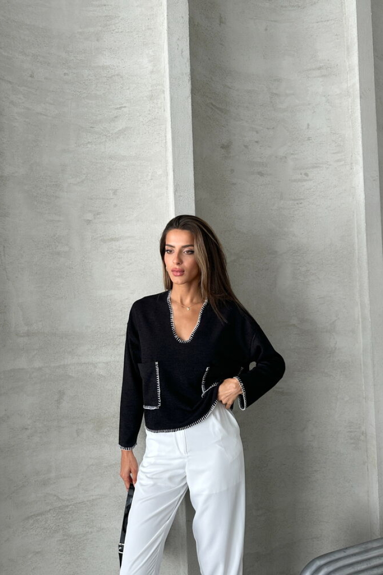 Shepherd Stitched Knit Blouse - Producer: Topshow - Wholesale Women Clothes - TheBS Women