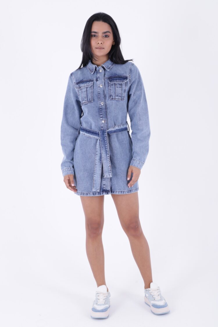 Belted Snap Denim Dress - Producer: XLove - Wholesale Women Clothes - TheBS Women