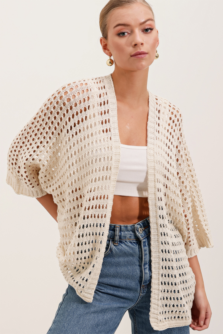 Openwork/perforated Oversize Cardigan - Stone - Producer: Bigdart - Wholesale Women Clothes - TheBS Women