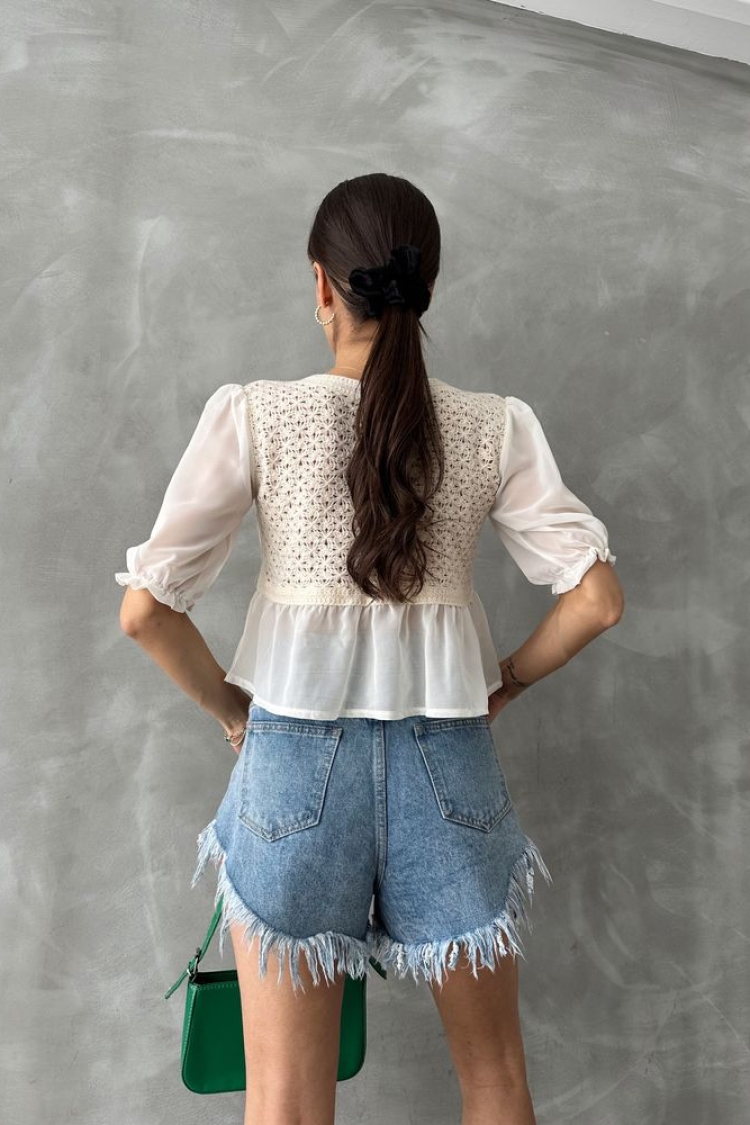 Stone Saxe Embroidered Blouse - Producer: Topshow - Wholesale Women Clothes - TheBS Women