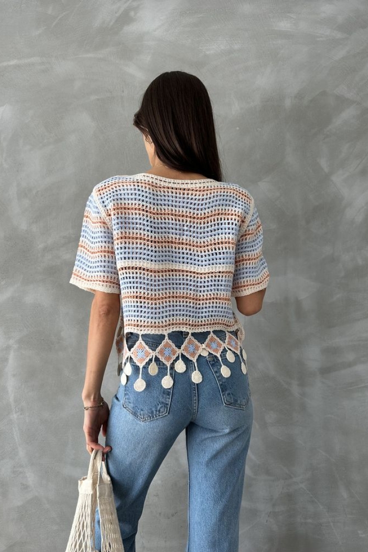 Net Blouse With Pompoms - Producer: Topshow - Wholesale Women Clothes - TheBS Women