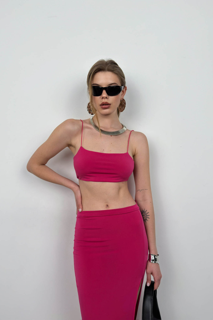 Halter Crop Slit Skirt Suit - Producer: Black Fashion - Wholesale Women Clothes - TheBS Women
