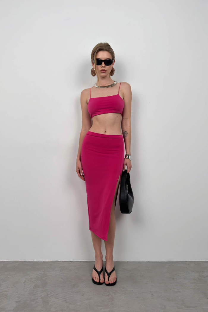 Halter Crop Slit Skirt Suit - Producer: Black Fashion - Wholesale Women Clothes - TheBS Women