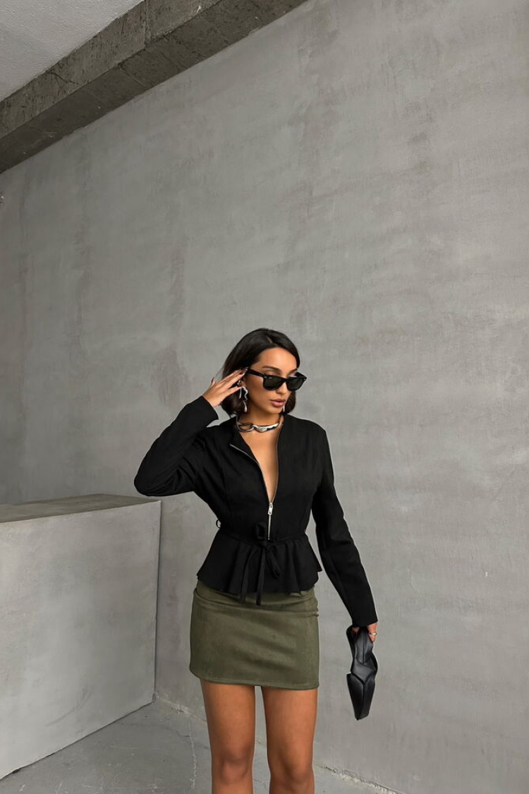 Suede Zippered Blouse - Producer: Topshow - Wholesale Women Clothes - TheBS Women