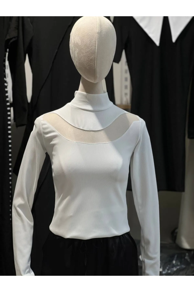 Tulle Detailed Ottoman Fabric Blouse - Producer: Fiori - Wholesale Women Clothes - TheBS Women
