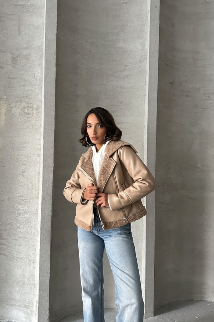 DarkZippered Leather Wholesale Coat - Producer: Topshow - Wholesale Women Clothes - TheBS Women