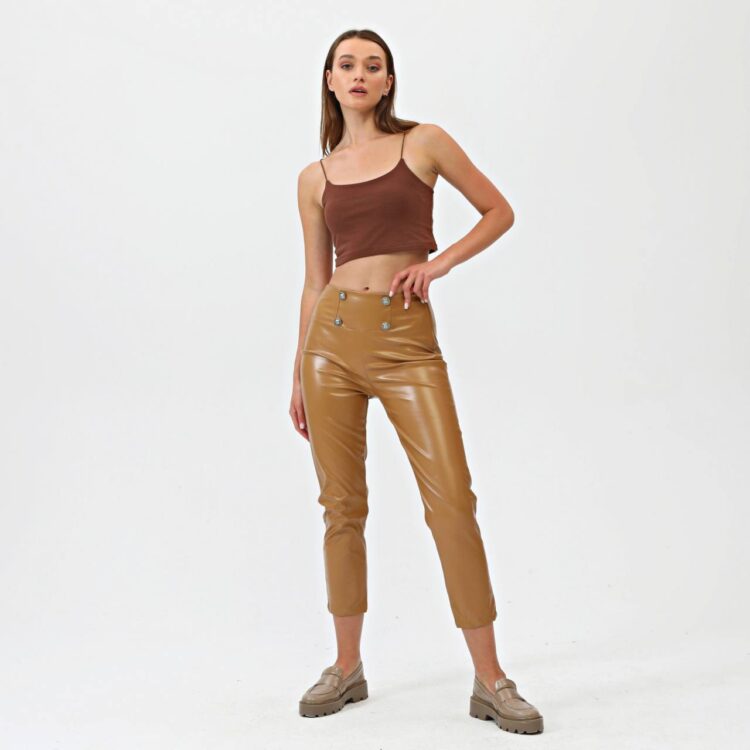 Buttoned Side Zipper Leather Trousers - Producer: Ouz Fashion - Wholesale Women Clothes - TheBS Women