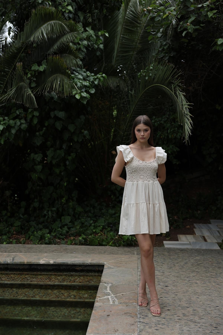 Short Kopanaki Detailed Dress - Ecru - Producer: Reyon - Wholesale Women Clothes - TheBS Women