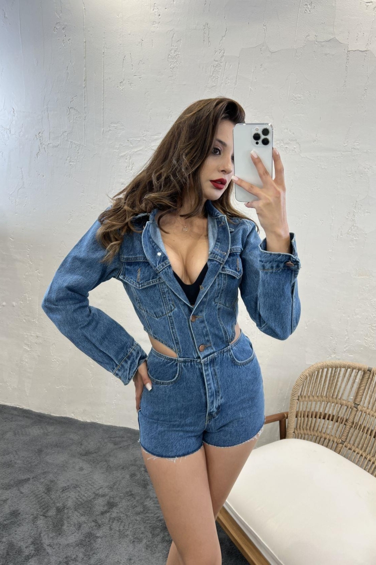 Denim Overalls - Blue - Producer: Fame - Wholesale Women Clothes - TheBS Women