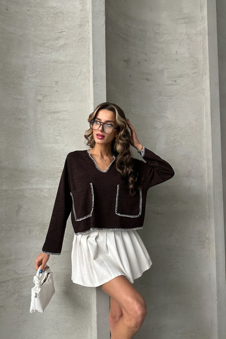 Shepherd Stitched Knit Blouse - Producer: Topshow - Wholesale Women Clothes - TheBS Women
