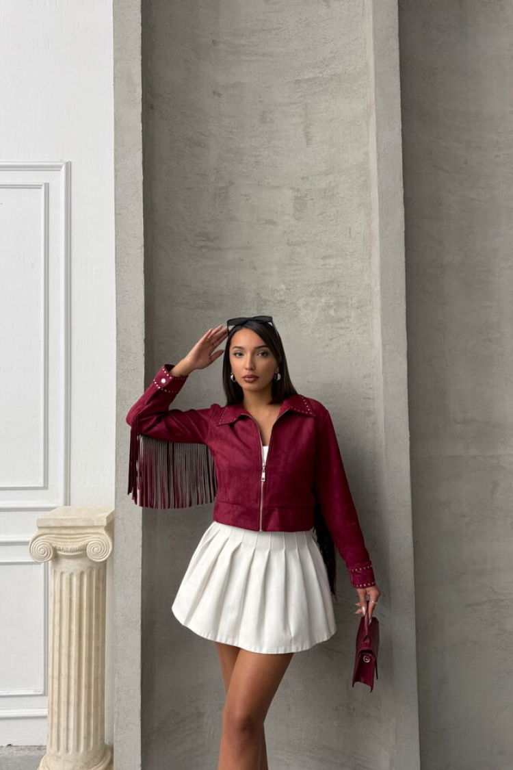 Burgundy Tassel Drop Wholesale Coat - Producer: Topshow - Wholesale Women Clothes - TheBS Women