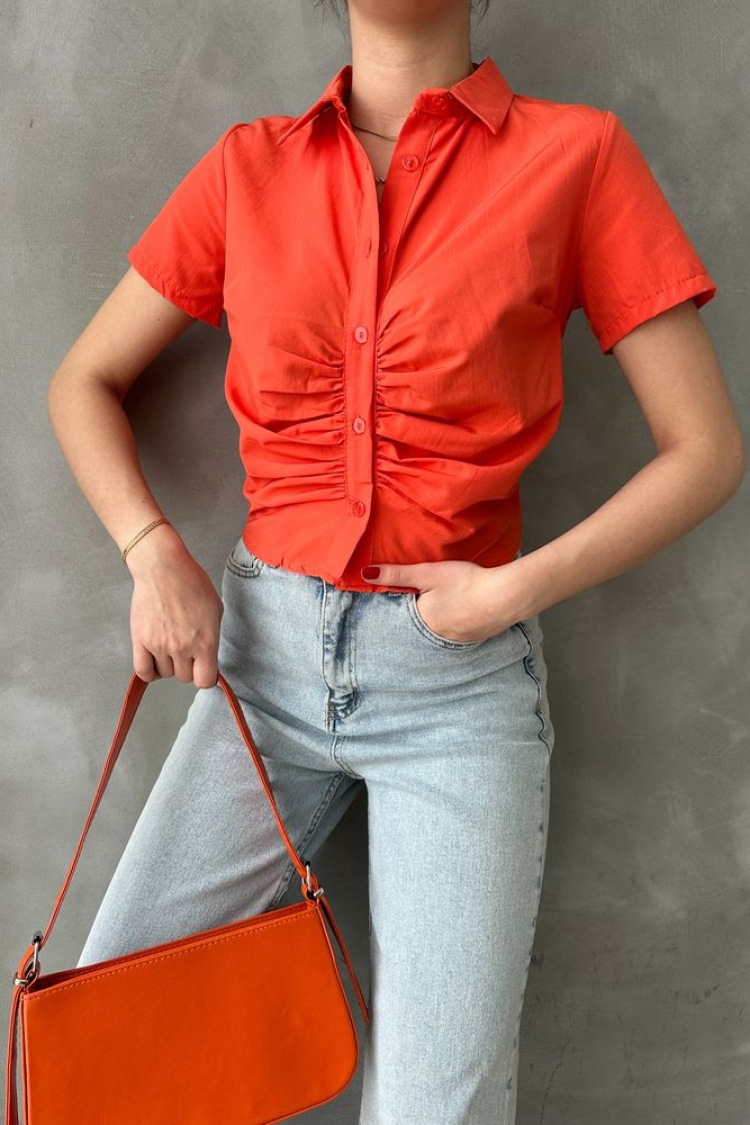 Gathered Front Gathered Blouse - Producer: Topshow - Wholesale Women Clothes - TheBS Women