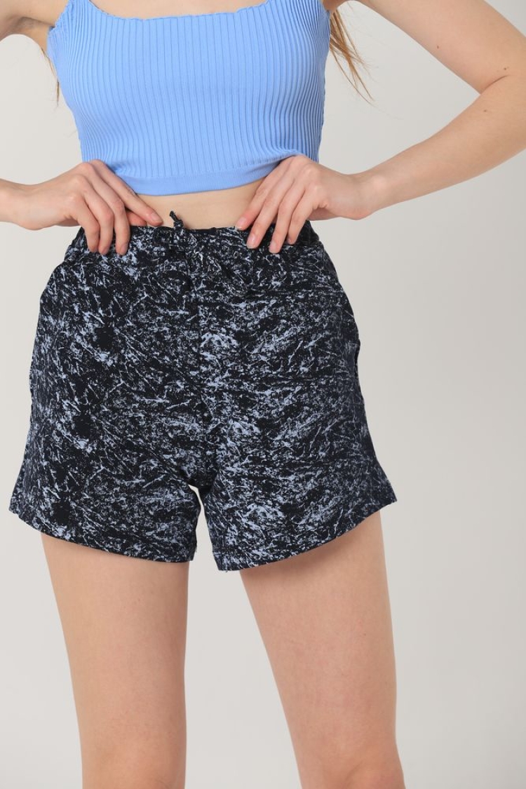 Navy Blue Batik Printed Shorts - Producer: Topshow - Wholesale Women Clothes - TheBS Women