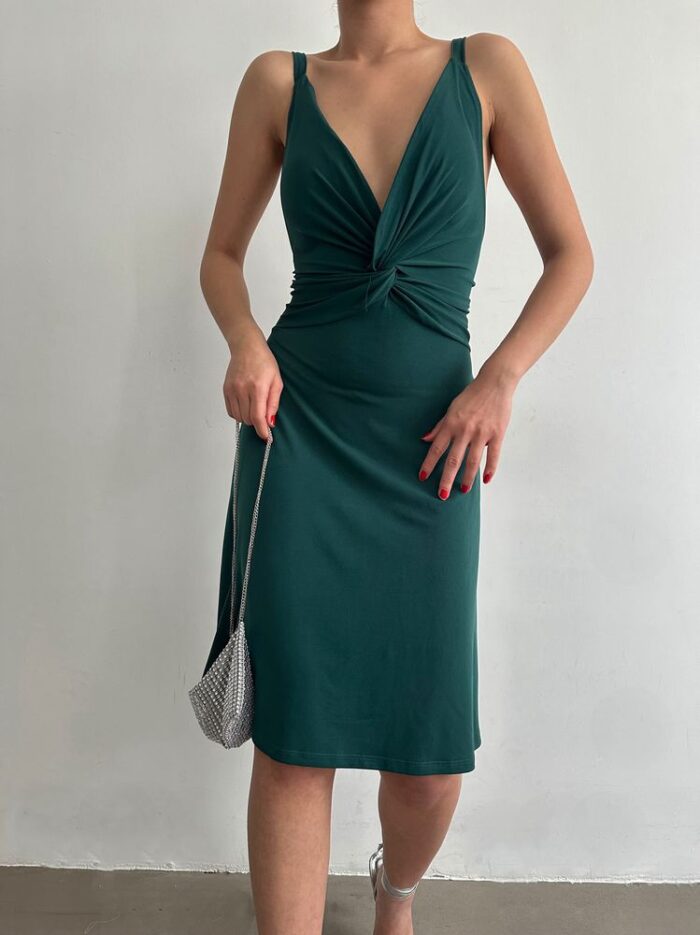 Petrol Strap V-Neck Above Knee Dress - Producer: Topshow - Wholesale Women Clothes - TheBS Women