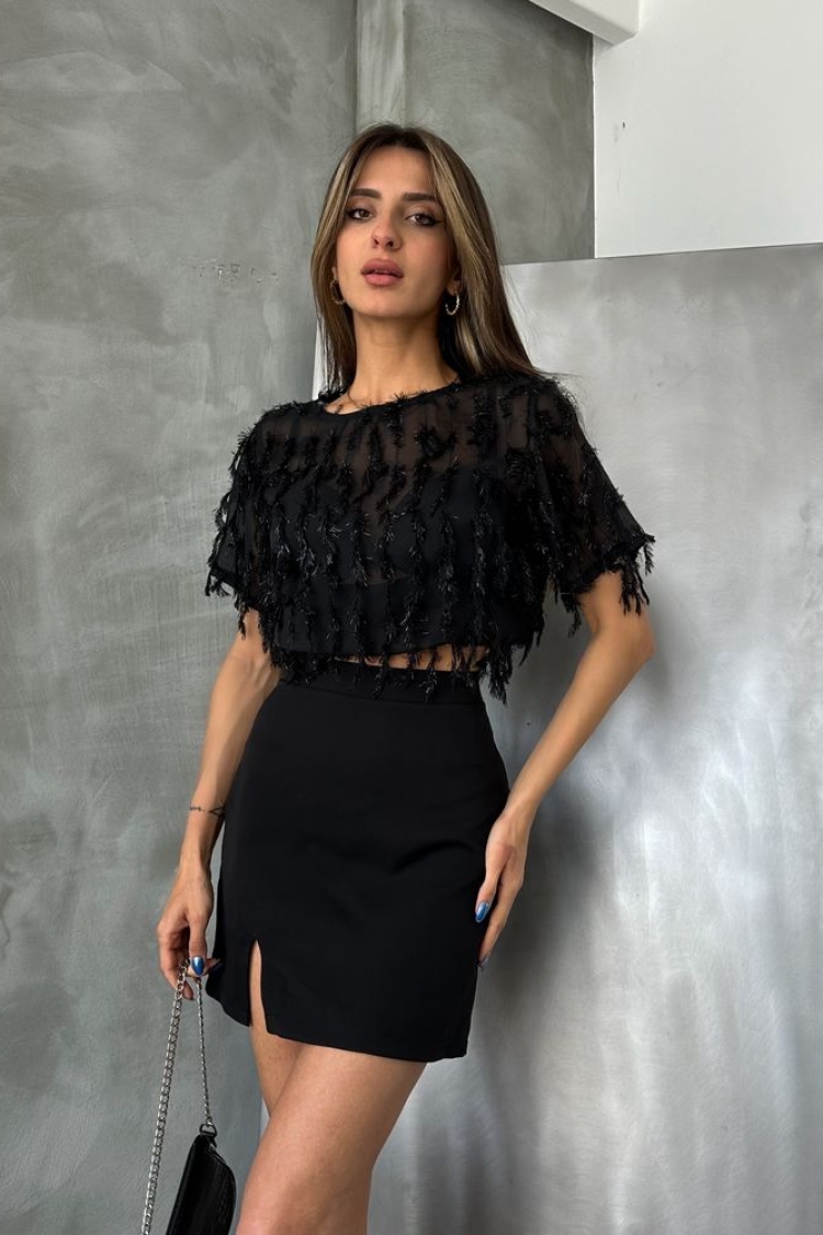 D 2654 Glitter Fringed Blouse - Producer: Topshow - Wholesale Women Clothes - TheBS Women