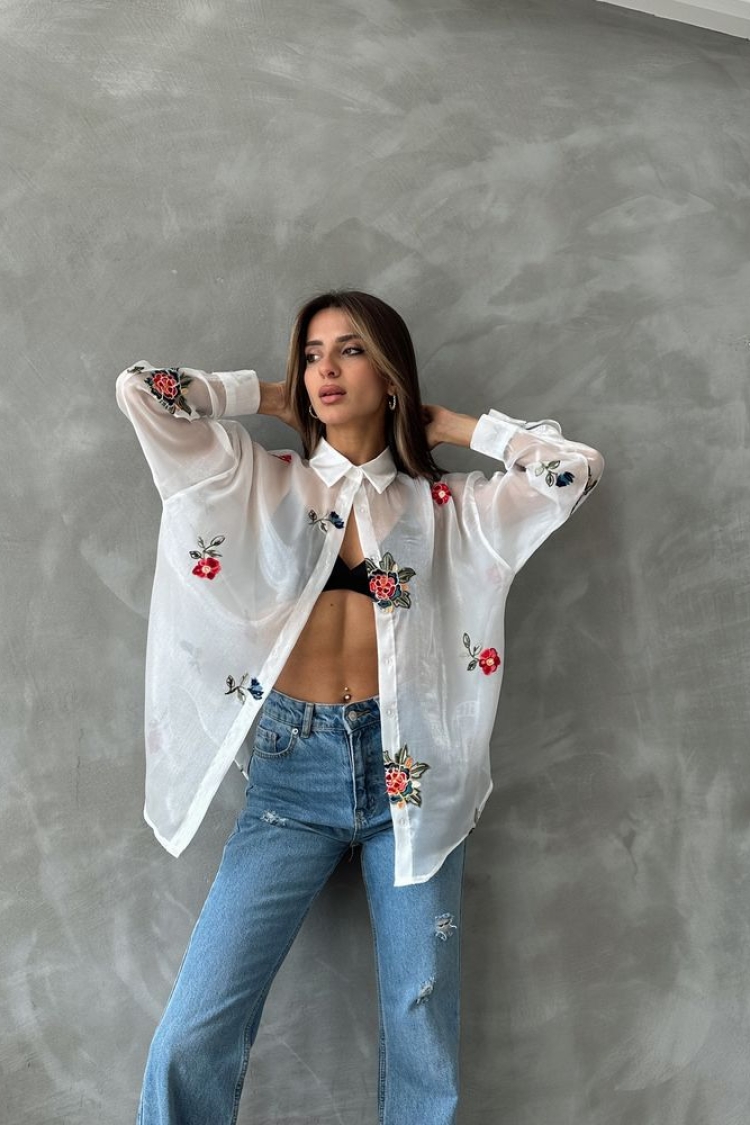F 1690 Embroidered Organza Shirt - Producer: Topshow - Wholesale Women Clothes - TheBS Women