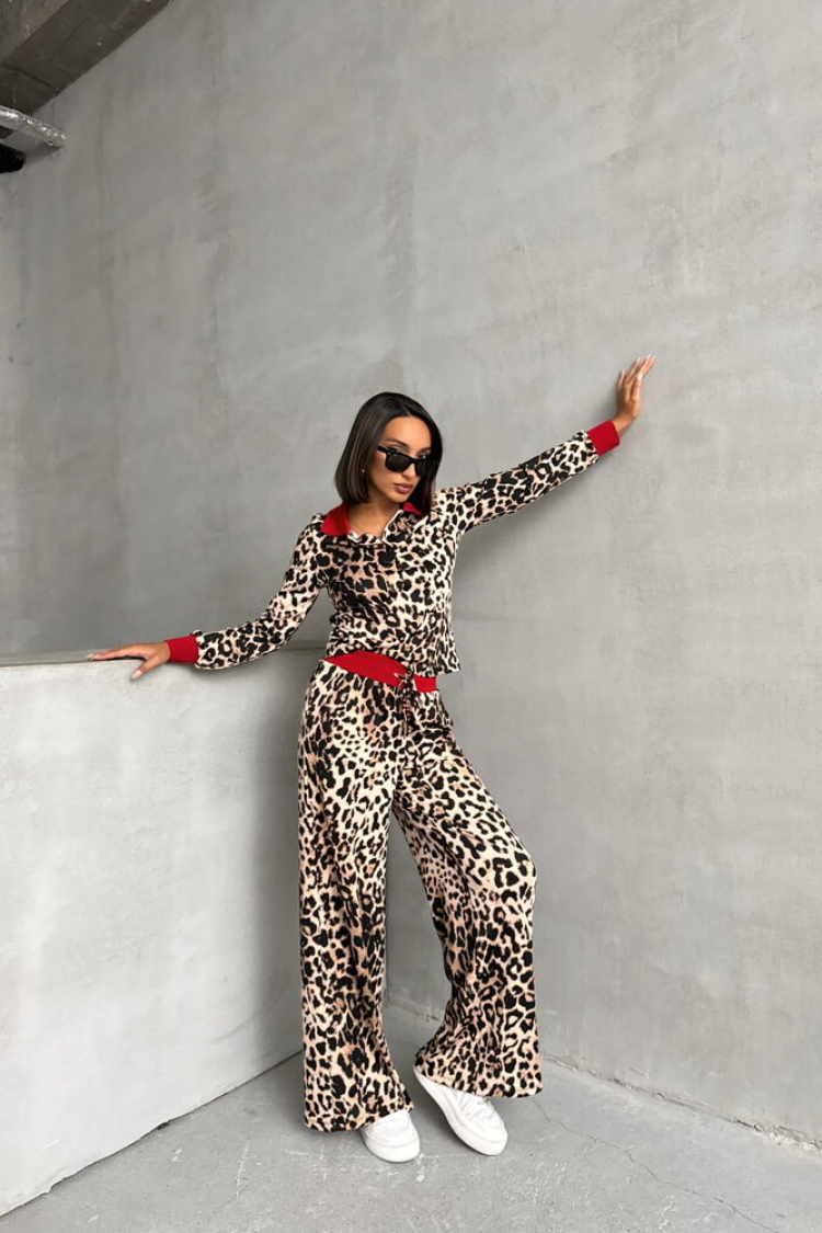Leopard Patterned Polo Neck Blouse - Producer: Topshow - Wholesale Women Clothes - TheBS Women