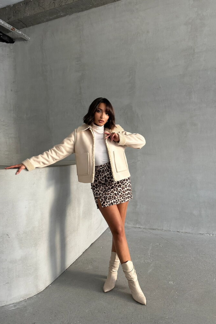 Laminated Leather Zippered Coat - Light - Producer: Topshow - Wholesale Women Clothes - TheBS Women