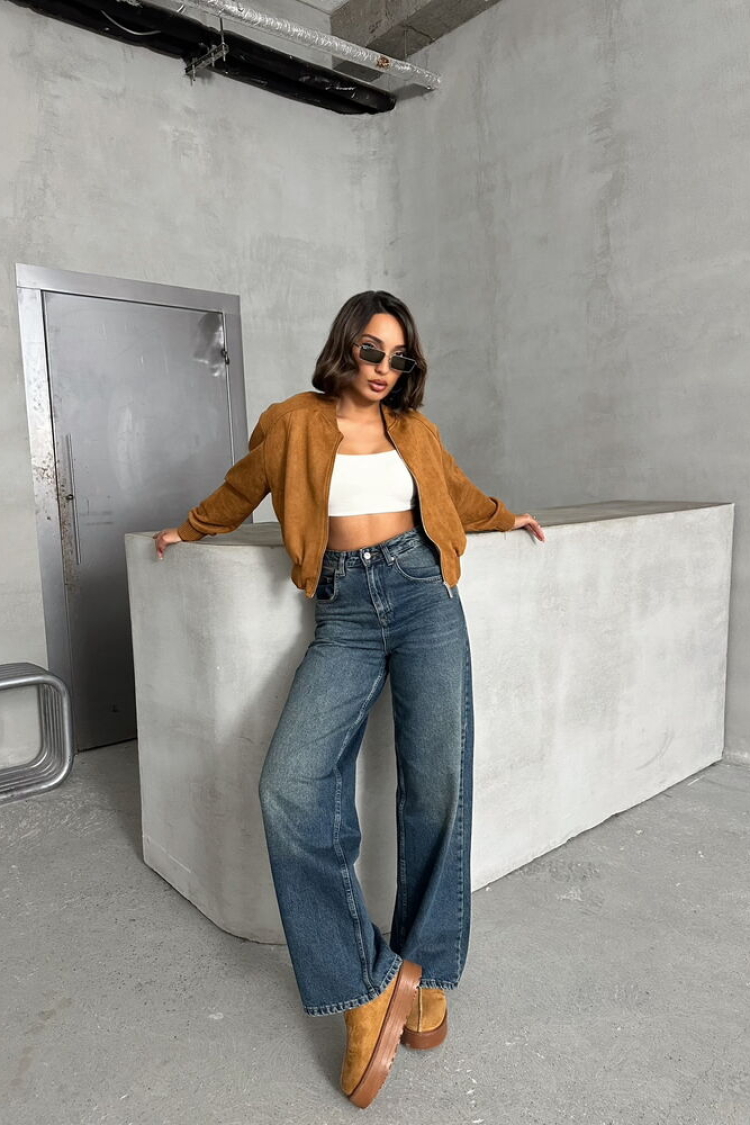Suede Jacket - Tan - Producer: Topshow - Wholesale Women Clothes - TheBS Women