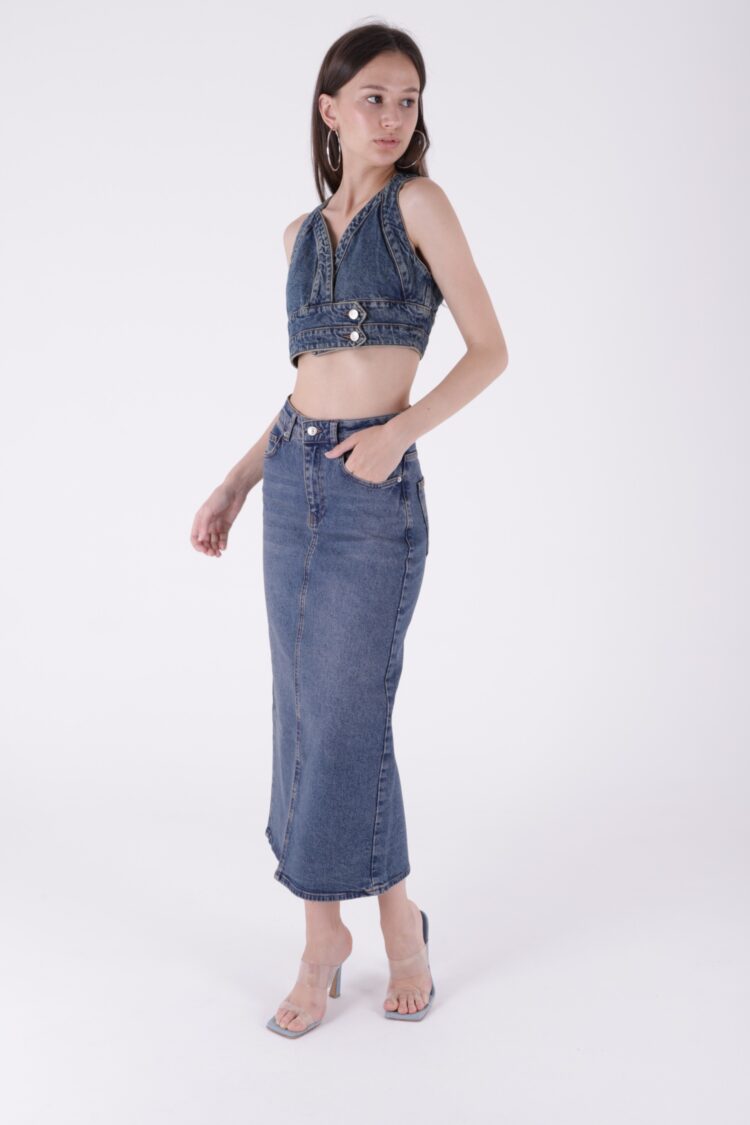 Long Denim Skirt - Producer: XLove - Wholesale Women Clothes - TheBS Women