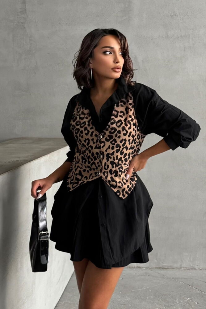 MinkLeopard Patterned Wholesale Vest - Producer: Topshow - Wholesale Women Clothes - TheBS Women