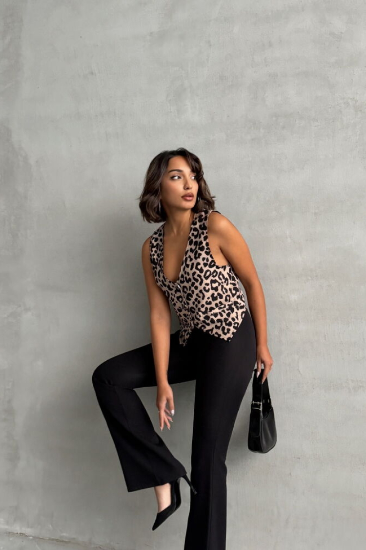 StoneLeopard Patterned Wholesale Vest - Producer: Topshow - Wholesale Women Clothes - TheBS Women