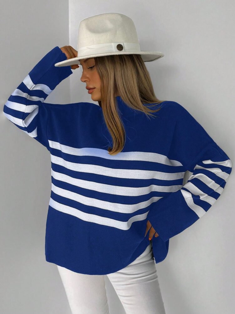 Pique Striped Sweater - Producer: My Fashion - Wholesale Women Clothes - TheBS Women