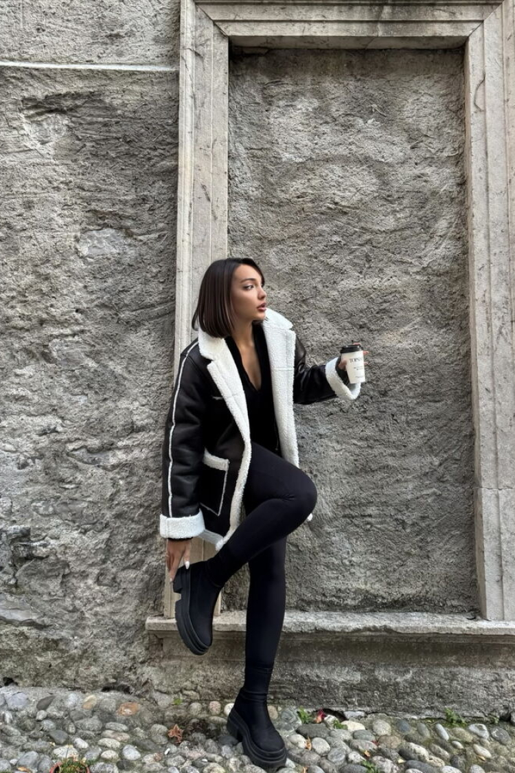 Cream Leather Fur Coat - Producer: Topshow - Wholesale Women Clothes - TheBS Women