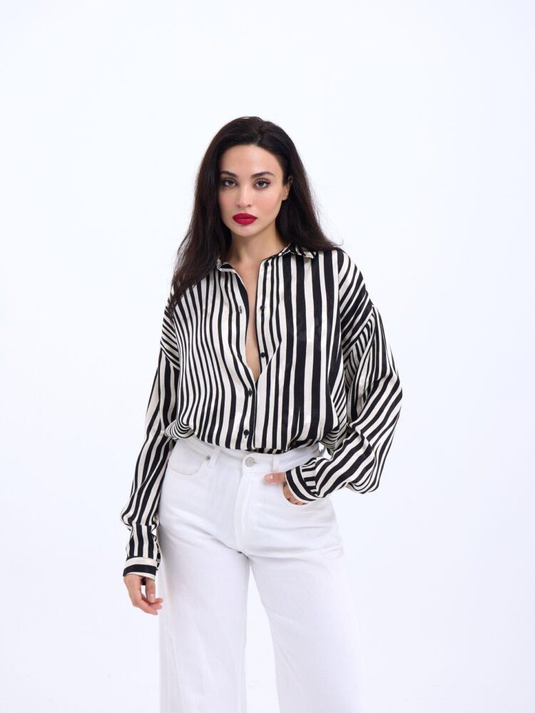 Striped Shirt -& White - Producer: Fame - Wholesale Women Clothes - TheBS Women