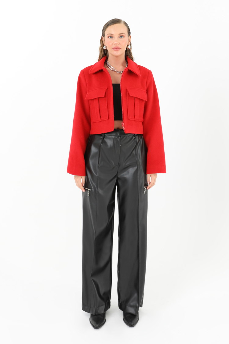 Women's Pleated Wide Leg Leather Trousers - Producer: SOUL - Wholesale Women Clothes - TheBS Women