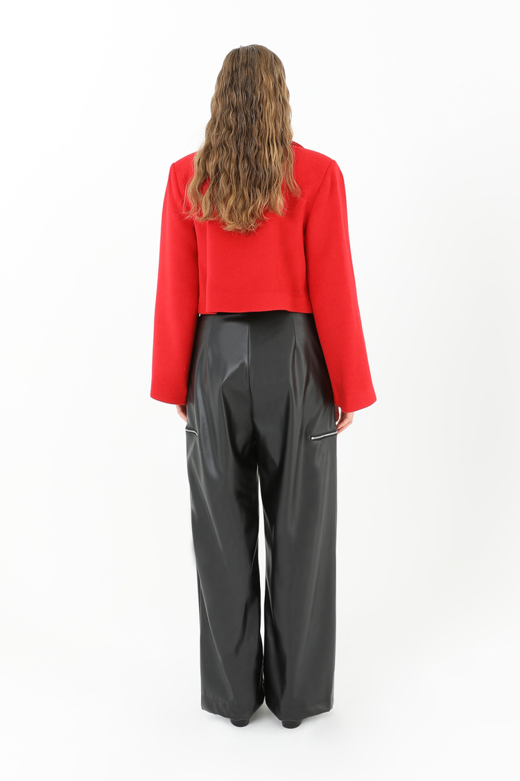 Women's Pleated Wide Leg Leather Trousers - Producer: SOUL - Wholesale Women Clothes - TheBS Women
