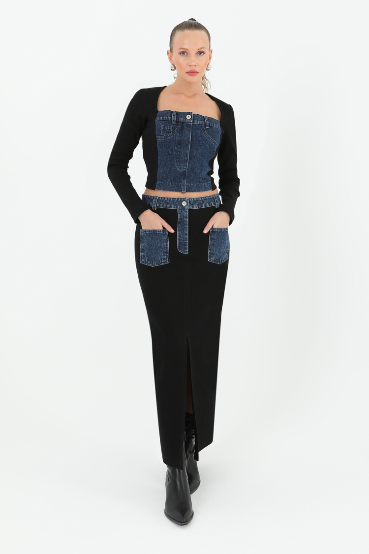 Women's Ribbed Denim Pocket Skirt - Producer: SOUL - Wholesale Women Clothes - TheBS Women