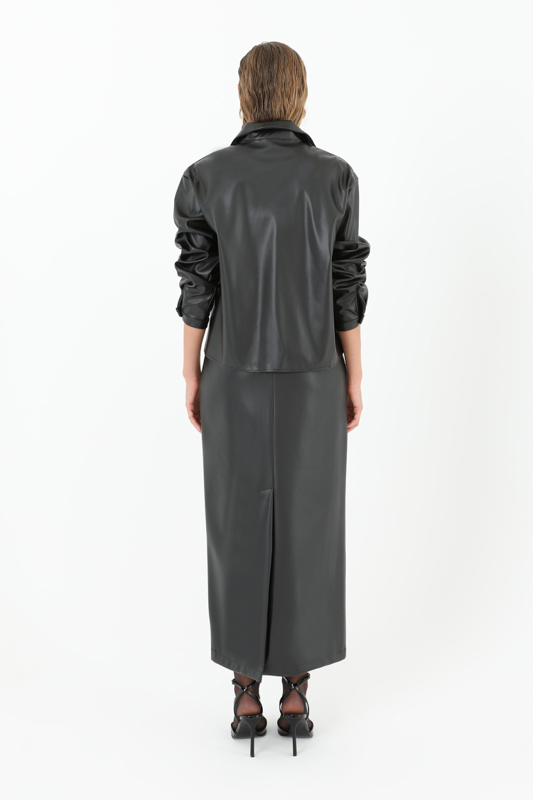 Women's Lace Hem Leather Shirt - Producer: SOUL - Wholesale Women Clothes - TheBS Women