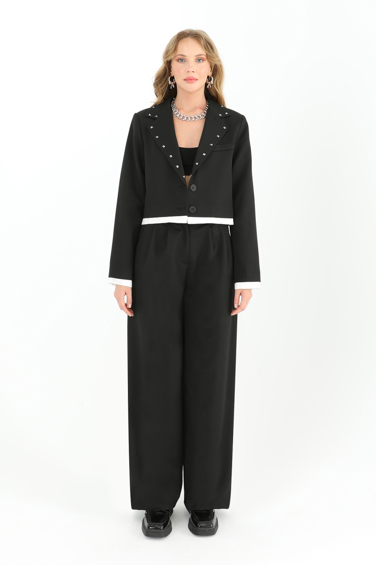 Women's Waist Stone Embroidered Pleated Wide Leg Trousers - Producer: SOUL - Wholesale Women Clothes - TheBS Women