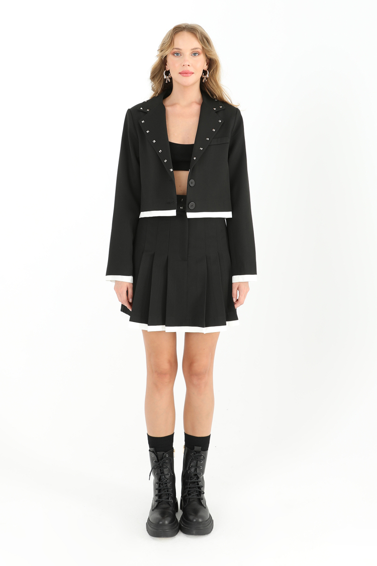 Women's Waist Stone Embroidered Pleated Mini Skirt - Producer: SOUL - Wholesale Women Clothes - TheBS Women