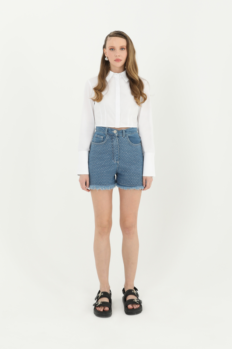 Women's Cuff Sleeve Detailed Crop Shirt - Producer: SOUL - Wholesale Women Clothes - TheBS Women