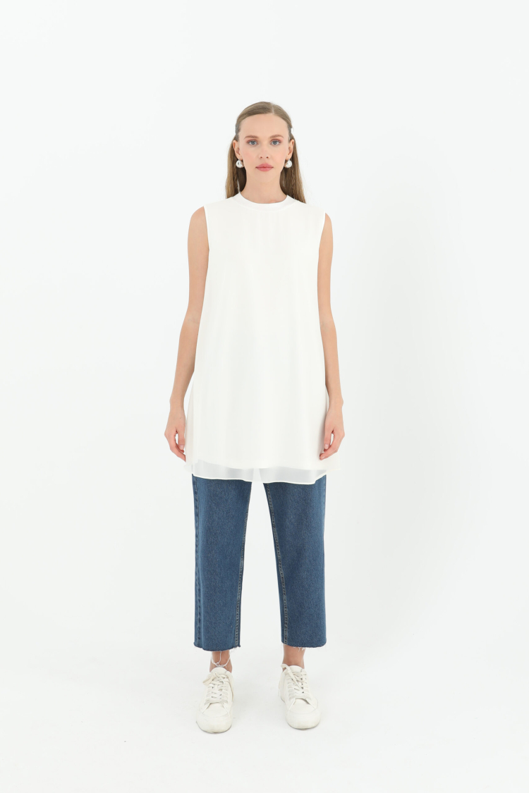 Women's Sleeveless Tulle Detailed Undershirt Tunic - Producer: Puane - Wholesale Women Clothes - TheBS Women
