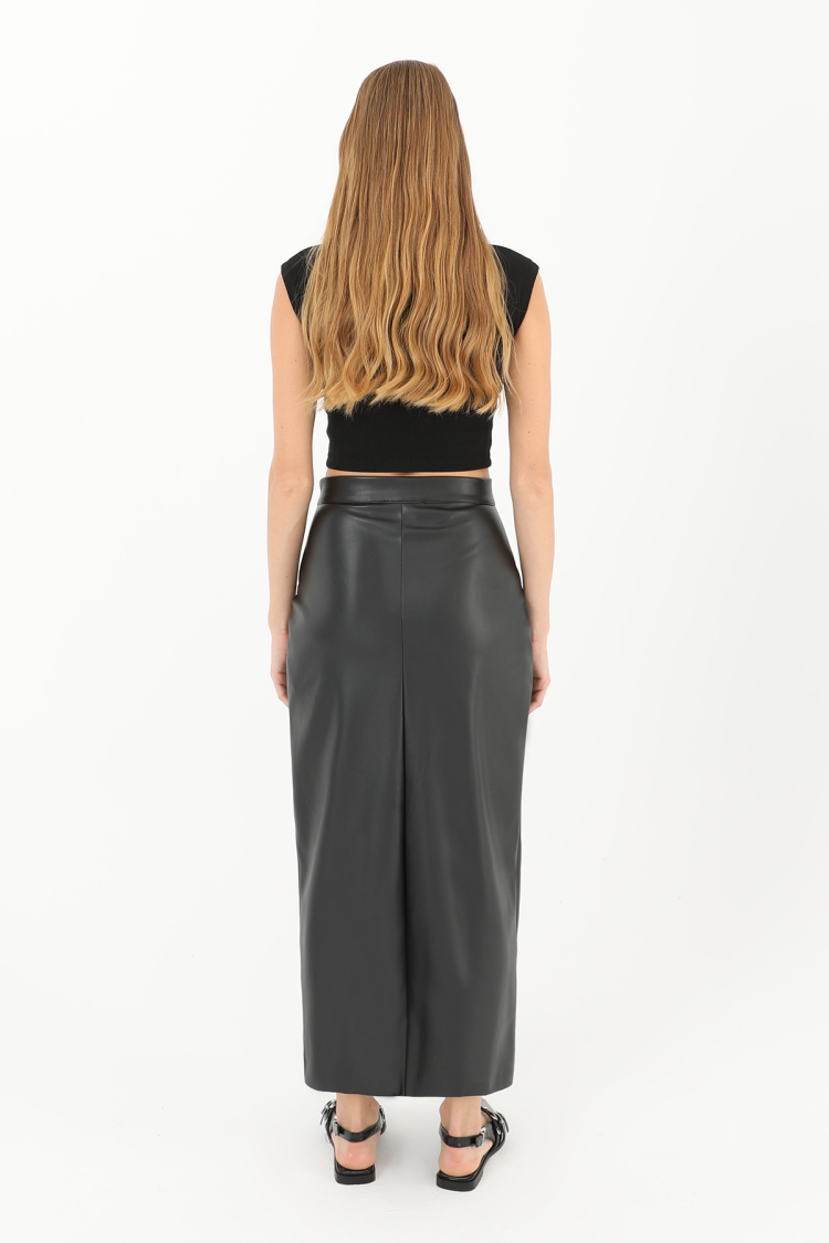 Women's Front Slit Leather Skirt - Producer: Puane - Wholesale Women Clothes - TheBS Women