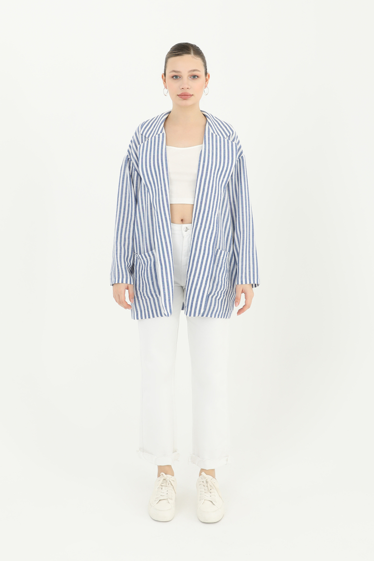 Women's Striped Linen Jacket - Producer: Puane - Wholesale Women Clothes - TheBS Women