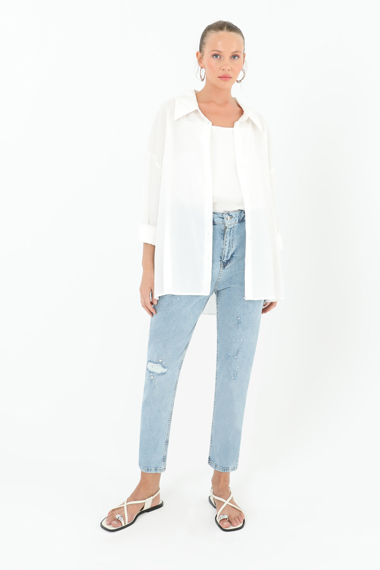 Women's Ripped Detailed Jeans Denim Trousers - Producer: Puane - Wholesale Women Clothes - TheBS Women