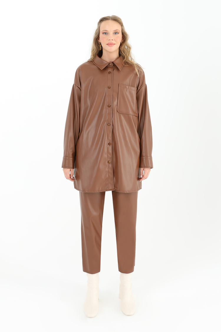 Women's Leather Shirt With Pockets - Producer: Puane - Wholesale Women Clothes - TheBS Women