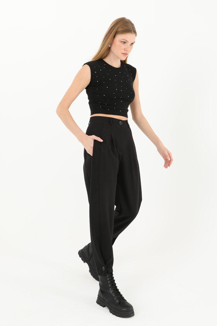 Women's Pleated Front Buttoned Leg Trousers - Producer: Puane - Wholesale Women Clothes - TheBS Women