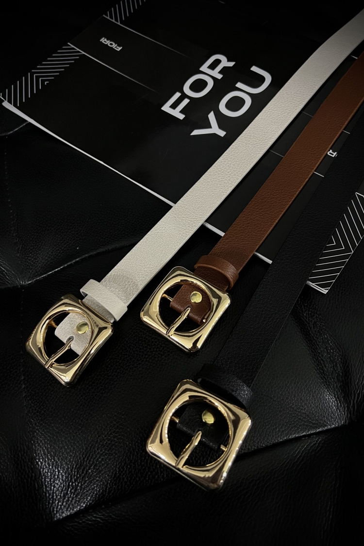 Square Gold Buckle Women's Belt - Producer: Fiori - Wholesale Women Clothes - TheBS Women