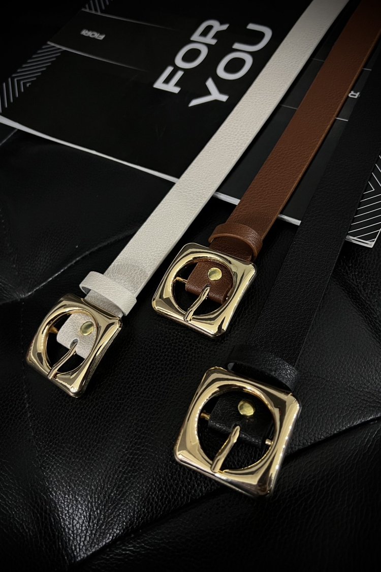 Square Gold Buckle Women's Belt - Producer: Fiori - Wholesale Women Clothes - TheBS Women