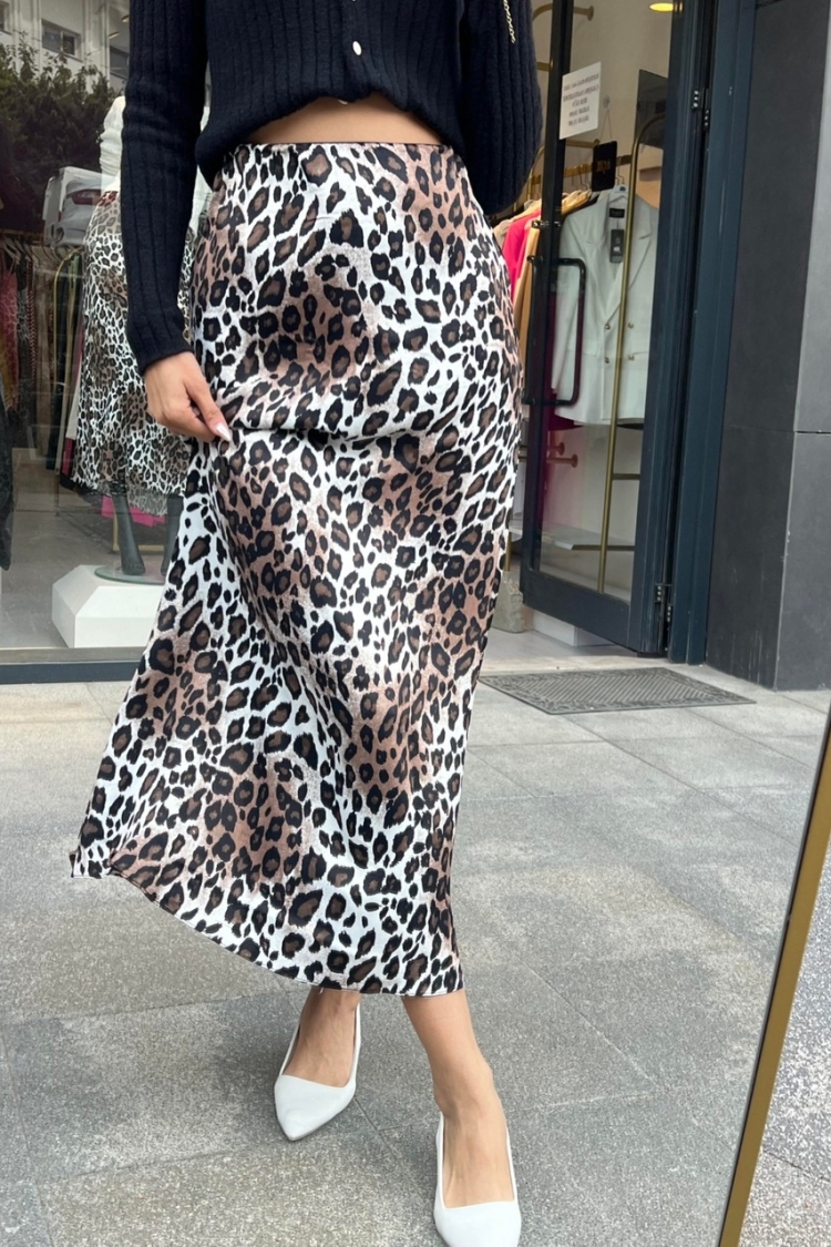 Leopard Pattern Flounce Satin Skirt - Producer: Fiori - Wholesale Women Clothes - TheBS Women