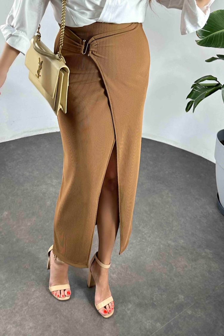 Ottoman Fabric Lycra Skirt With Buckle Detail - Producer: Fiori - Wholesale Women Clothes - TheBS Women