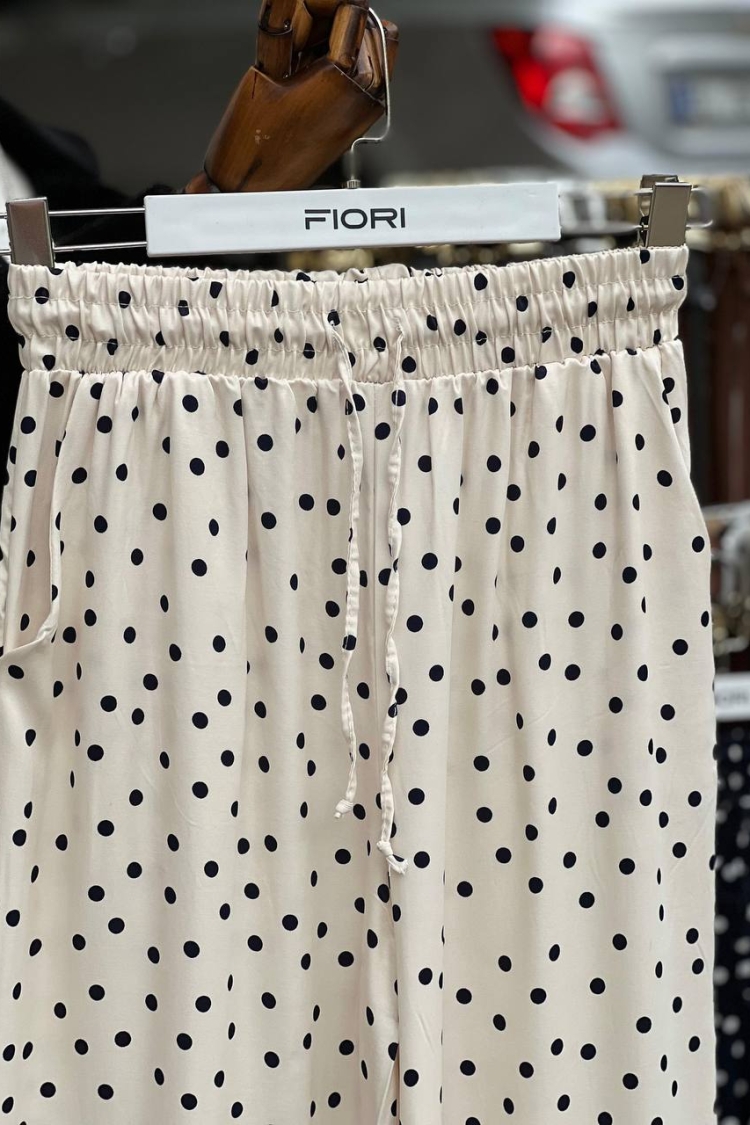 Polka Dot Patterned Satin Trousers - Producer: Fiori - Wholesale Women Clothes - TheBS Women