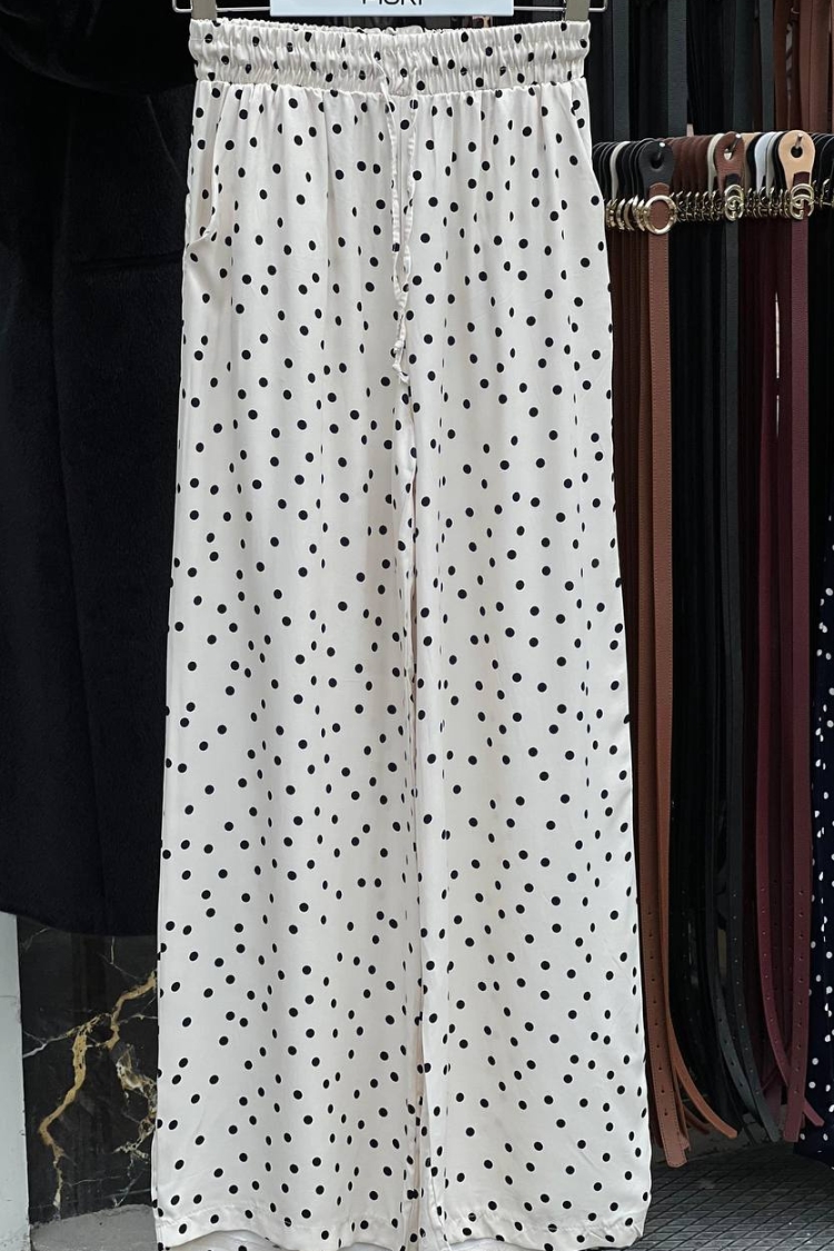 Polka Dot Patterned Satin Trousers - Producer: Fiori - Wholesale Women Clothes - TheBS Women