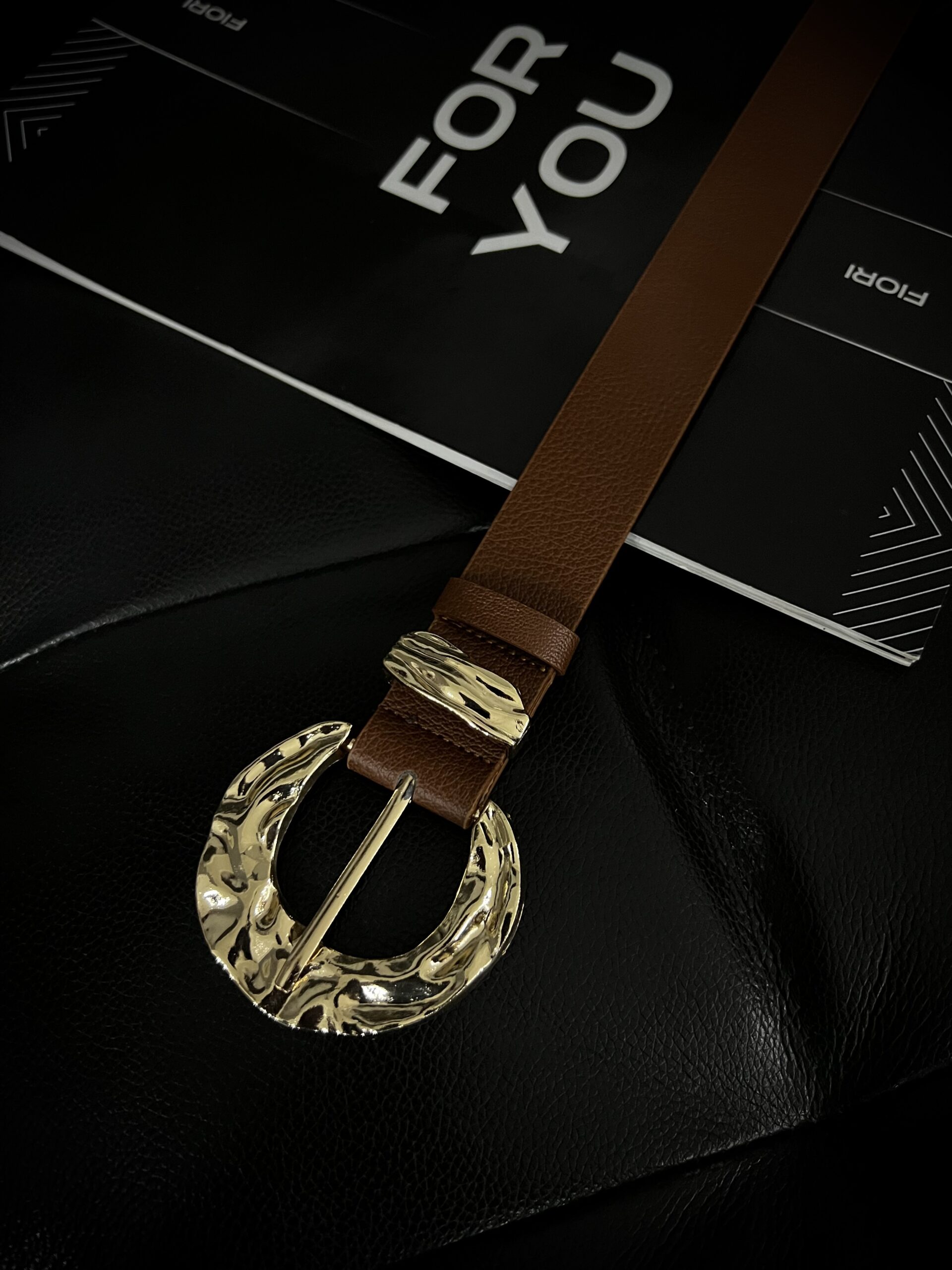 Gold Buckle Gold Cross Women's Trouser Belt - Producer: Fiori - Wholesale Women Clothes - TheBS Women